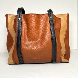 Relic by Fossil Bailey Double Brown Faux Leather Shoulder Purse Tote Bag Handbag